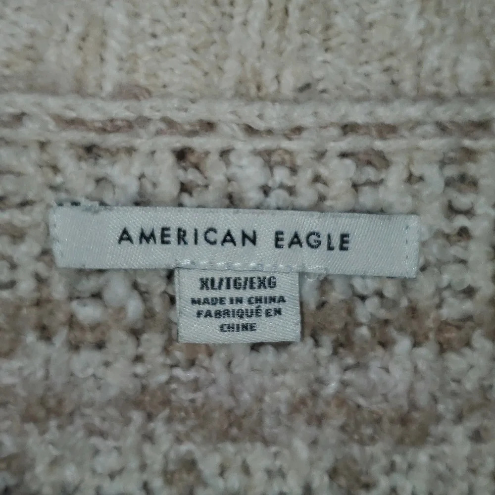 American Eagle Fairisle Cream Blue Mockneck Sweater Women's Size XLarge - Picture 3 of 11